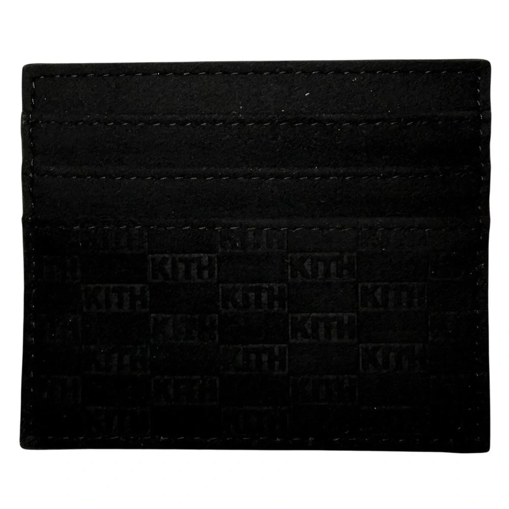 Kith Monogram Suede Card Holder Black